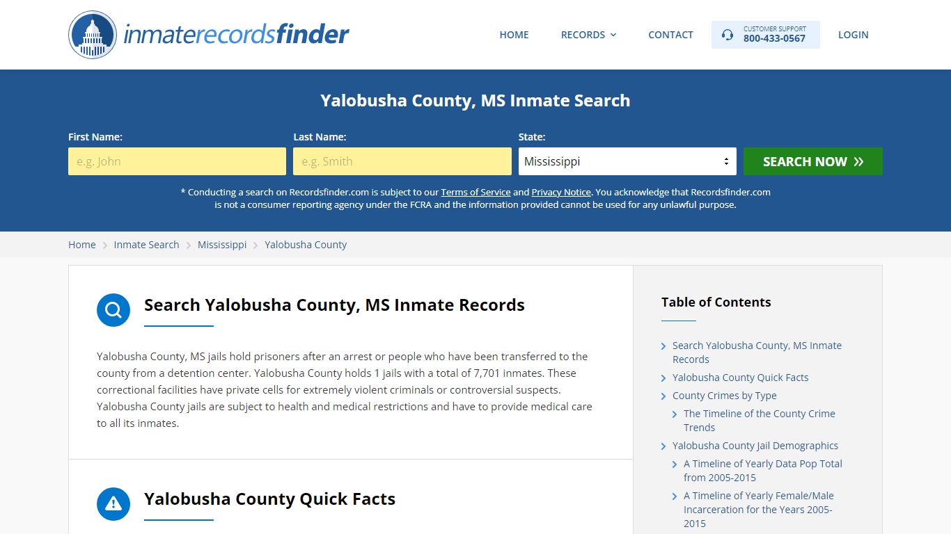 Yalobusha County, MS Inmate Lookup & Jail Records Online